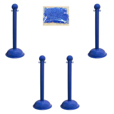 Mr. Chain 71306-4 Heavy Duty 3" Stanchion (4 Pack) Blue