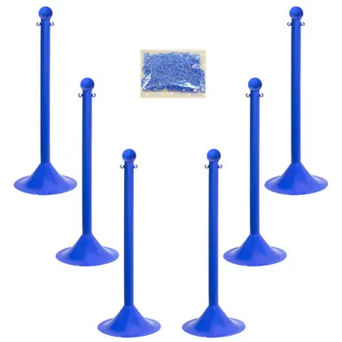 Mr. Chain 71006-6 Light Duty 2" Stanchion (6 Pack) Blue