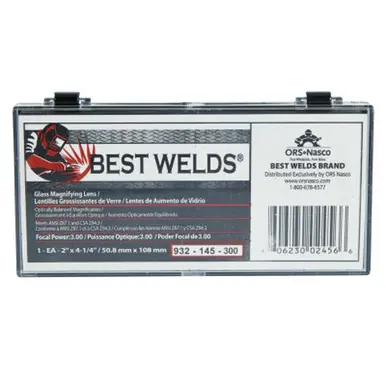 BEST WELDS 901-932-145-300 - 2" Glass Magnifier Plate, 2" x 4.25" 3 Diopter, Clear