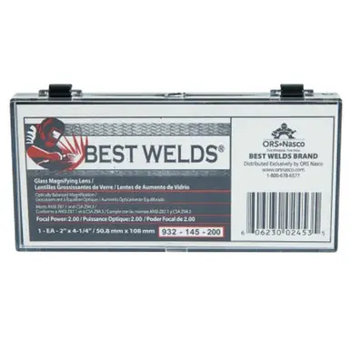 BEST WELDS 901-932-145-200 - 2" Glass Magnifier Plate, 2" x 4.25" 2 Diopter, Clear