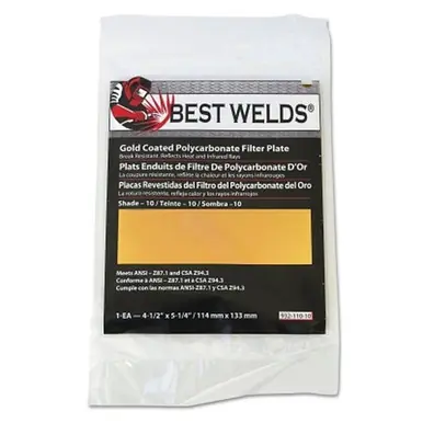 BEST WELDS 901-932-110-10 - 2" Gold Coated Filter Plate, Gold/10, 4.5 x 5.25, Polycarbonate