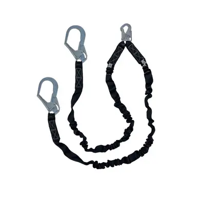 Safewaze FS88586 - VLINE 6‘ Dual-Leg Streamline Low-Profile Lanyard w/ Rebar Hooks