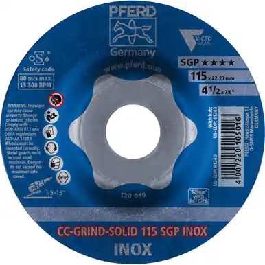 PFERD 61240 4-1/2" CC-Grind Solid 7/8" A.H. SGP Inox Victograin (10pk)