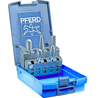 PFERD 26552 5 Piece Bur Set - 1/4" Shank Plastic Case, Diamond Cut