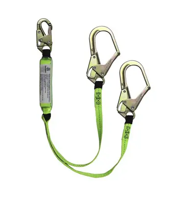 Safewaze FS566-4 - 4‘ Energy Absorbing Lanyard with Rebar Hook Dual Leg