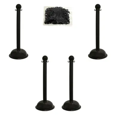 Mr. Chain 71303-4 Heavy Duty 3" Stanchion (4 Pack) Black