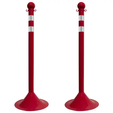 Mr. Chain 91551-2 Light Duty 2" Reflective Stanchions (2 Pack) Red