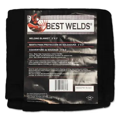 BEST WELDS 902-1800CFM-16-6X8 - Welding Blanket, 8ft x 6ft, Carbon Fiber, Mat, Black, 16 oz