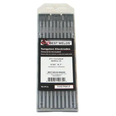 BEST WELDS 900-5327GC2 - Tungsten Electrode, 2% Ceria Ground, 7" Size 5/32