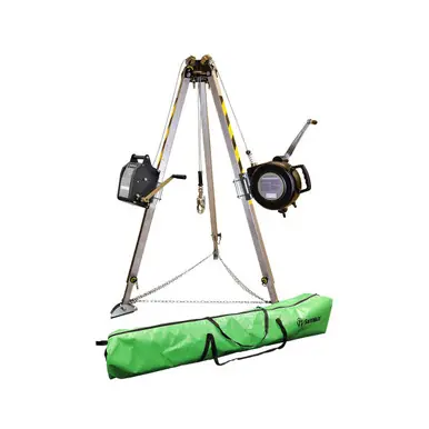 Safewaze 019-11004 - 7‘ Adjustable Tripod Kit with 65‘ 3-Way, 65‘ Personnel Winch, and Storage Bag