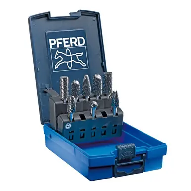 PFERD 26547 8 Piece Bur Set - 1/4" Shank, Plastic Case, Double Cut