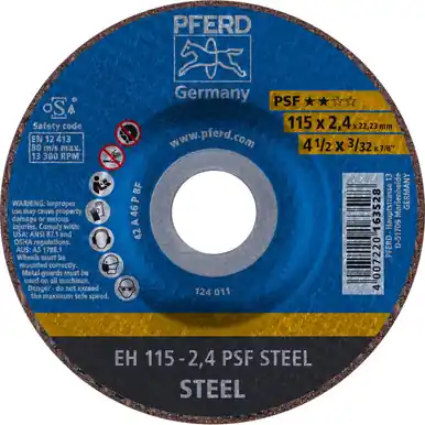 PFERD 69909 4-1/2" x 3/32" Cut-Off Wheel, 7/8" A.H. PSF STEEL - Type 27 (25pk)