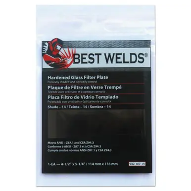 BEST WELDS 901-932-107-14 - 2" Glass Filter Plate, Shade 14, 4-1/2 x 5-1/4" Green