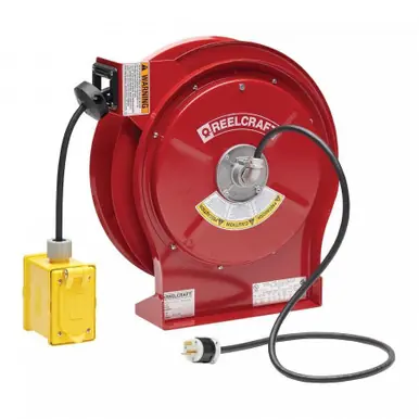 Reelcraft L-5550-123-7A - 12/3 x 50 ft. 20A Duplex Outlet Box GFCI Electric Cord Reel