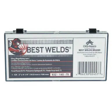 BEST WELDS 901-932-145-75 - 2" Glass Magnifier Plate, 2" x 4.25" 0.75 Diopter, Clear