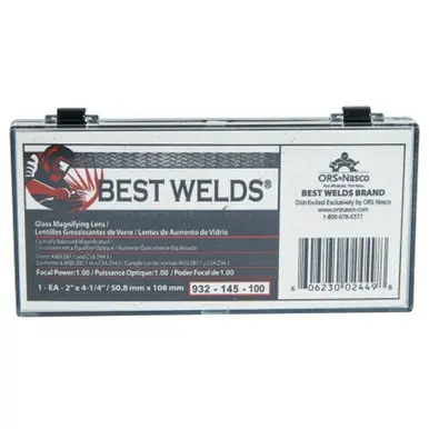 BEST WELDS 901-932-145-100 - 2" Glass Magnifier Plate, 2" x 4.25" 1 Diopter, Clear