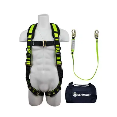 Safewaze FS141 - PRO Grommet Leg Harness & High Profile Lanyard Fall Protection Kit