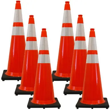 Mr. Chain 98080-6 36" Revolution Series Traffic Cones Reflective (6 Pack) Traffic Orange