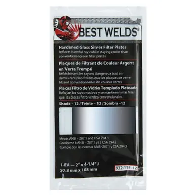 BEST WELDS 901-932-117-12 - 2" Glass Silver Mirror Filter Plate, Silver/12, 4.5" x 5.25" Glass
