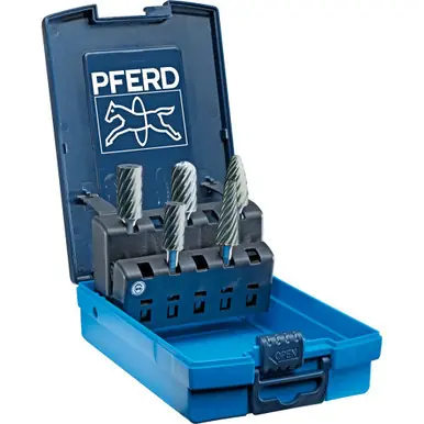 PFERD 26554 5 Piece Bur Set - 1/4" Shank, Plastic Case, INOX Cut