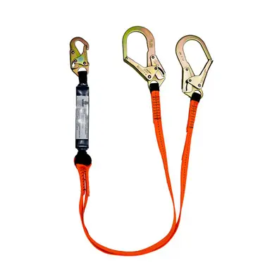 Safewaze FS88566-E - VLINE 6‘ Dual-Leg Energy Absorbing Lanyard w/ Rebar Hooks