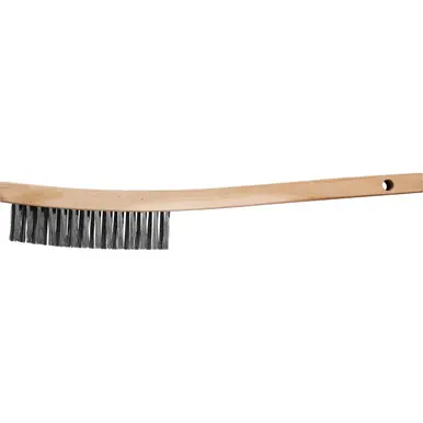 PFERD 85010 Curved Handle Scratch Brush, 3x14 Rows, V-Groove CS Wire, Wooden Block (12pk)