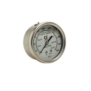 GRACO 113654 - Stainless Steel High Pressure Fluid Gauge, 0-5000 PSI Pressure Range, 1/4" NPT(M)