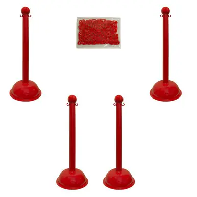 Mr. Chain 71305-4 Heavy Duty 3" Stanchion (4 Pack) Red