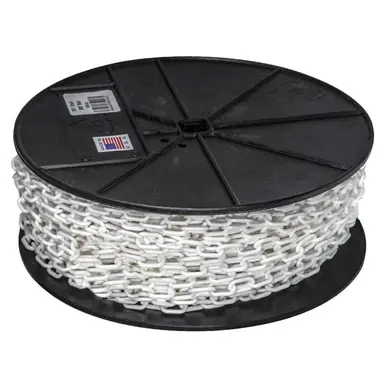 Mr. Chain 00101 3/4" x 200‘ Reel Plastic Barrier Chain Reel White
