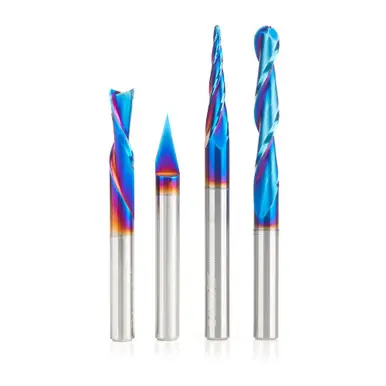 AMS-188-K 4-Pc Solid Carbide Spektra Extreme Signmaking/Engraving CNC Router Bit Set 1/4 Shank