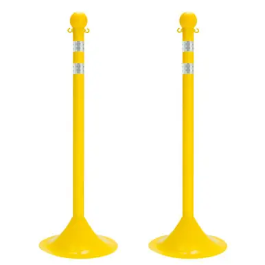 Mr. Chain 91549-2 Light Duty 2" Reflective Stanchions (2 Pack) Yellow