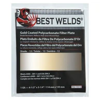 BEST WELDS 901-932-110-12 - 2" Gold Coated Filter Plate, Gold/12, 4.5 x 5.25, Polycarbonate