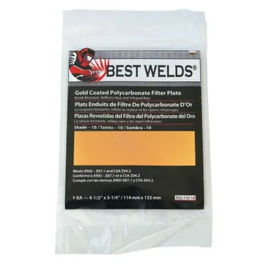 BEST WELDS 901-932-110-8 - 2" Gold Coated Filter Plate, Gold/8, 4.5 x 5.25, Polycarbonate