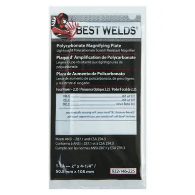 BEST WELDS 901-932-146-225 - 2" Plastic Magnifier Plate, 2" x 4.25" 2.25 Diopter, Polycarbonate,