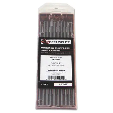 BEST WELDS 900-187GZ - Tungsten Electrode, Zirconiated, 7" Size 1/8