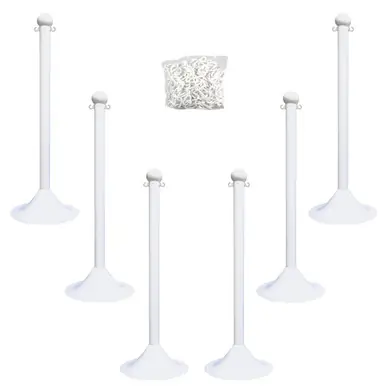 Mr. Chain 71001-6 Light Duty 2" Stanchion (6 Pack) White