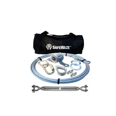 Safewaze 019-8016 - 2 Person Cable Horizontal Lifeline Kit with Coil Energy Absorber