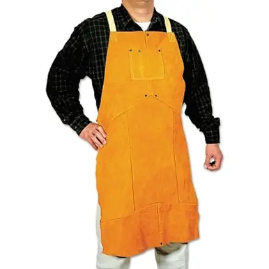 BEST WELDS 902-Q-6 - Select Split Cowhide Leather Bib Apron, 24" W x 42" L, Golden Brown