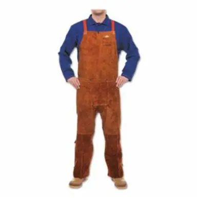 BEST WELDS 902-301-S - Leather Split Leg Bib Aprons, 48" x 24" Side Split Cowhide, Lava Brown