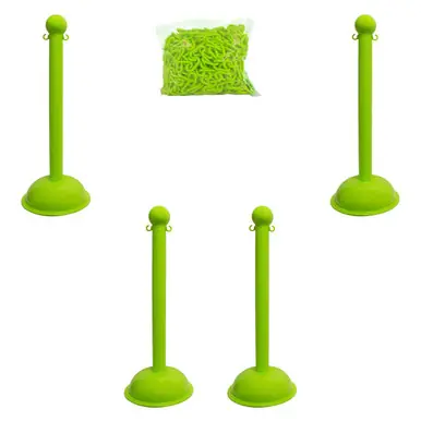 Mr. Chain 71314-4 Heavy Duty 3" Stanchion (4 Pack) Safety Green