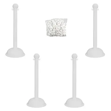 Mr. Chain 71301-4 Heavy Duty 3" Stanchion (4 Pack) White
