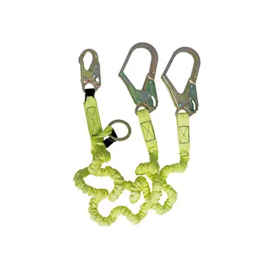 Safewaze FS66150 - 6‘ Dual-Leg Energy Absorbing Lanyard Combo w/ O-Ring & Rebar Hook