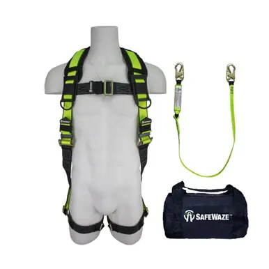 Safewaze FS126 - PRO Pass Through Leg Harness & High Profile Lanyard Fall Protection Kit