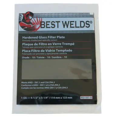 BEST WELDS 901-932-107-10 - 2" Glass Filter Plate, Shade 10, 4-1/2 x 5-1/4" Green