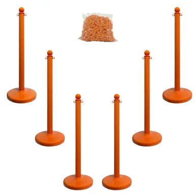 Mr. Chain 71112-6 Medium Duty 2.5" Stanchion (6 Pack) Safety Orange