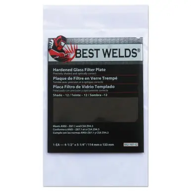 BEST WELDS 901-932-107-12 - 2" Glass Filter Plate, Shade 12, 4-1/2 x 5-1/4" Green