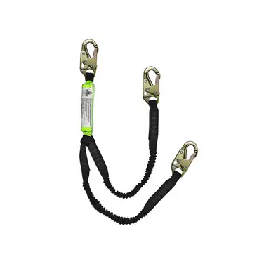 Safewaze FS571 - 6‘ Dual-Leg Stretch Energy Absorbing Lanyard w/ Double-Locking Snap Hooks