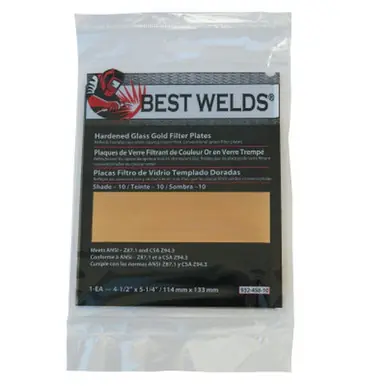 BEST WELDS 901-932-458-10 - 2" Hardened Glass Gold Filter Plate, Gold/10, 4.5" x 5.25" SH10, Glass