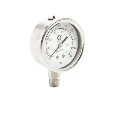 GRACO 187873 - Stainless Precision Fluid Pressure Gauge, 1/4" NPTm, 0-200 PSI