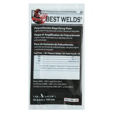 BEST WELDS 901-932-146-100 - 2" Plastic Magnifier Plate, 2" x 4.25" 1 Diopter, Polycarbonate, Clear